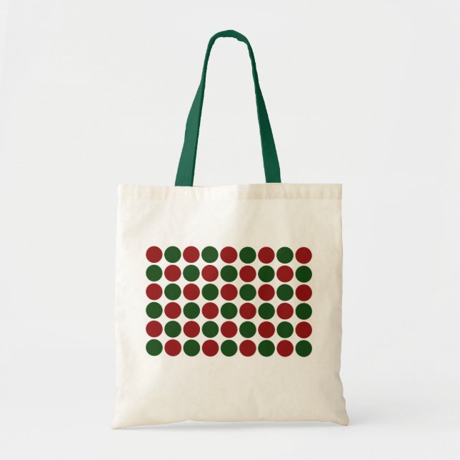 Tote Bag Points rouges et verts sur fond blanc (Devant)