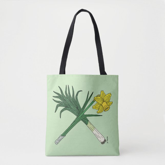 Tote Bag Poireau et jonquille traversée (Devant)