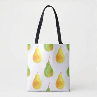 Tote Bag Poires dessinées à la main, aquarelle image alimen