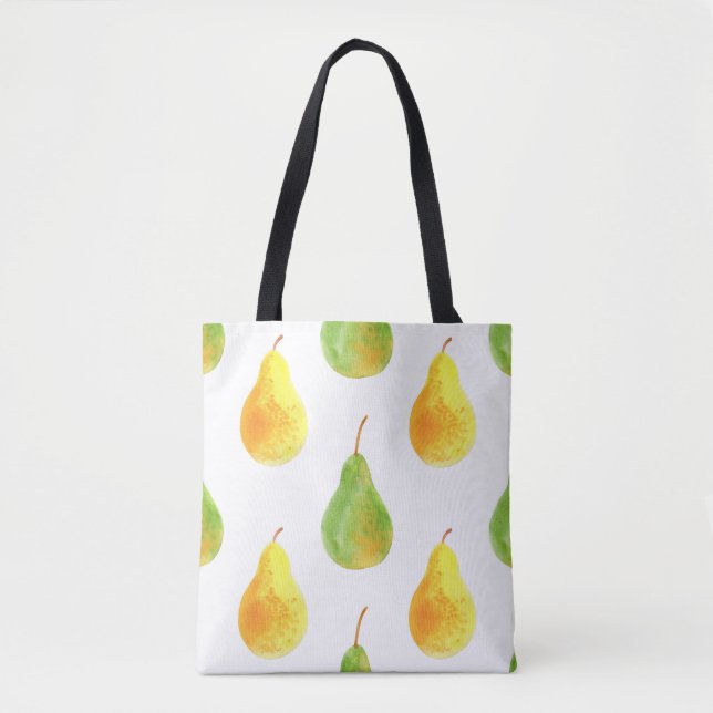 Tote Bag Poires dessinées à la main, aquarelle image alimen (Devant)