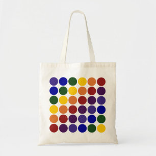 Tote Bag Pois arc-en-ciel en blanc