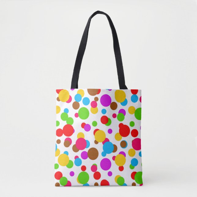 Tote Bag Pois Arrière - plans blancs colorés (Devant)