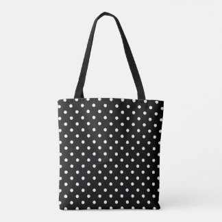 Tote Bag Pois blanc moyen sur le noir