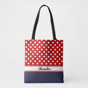 Tote Bag Pois blancs et rouges avec base navale