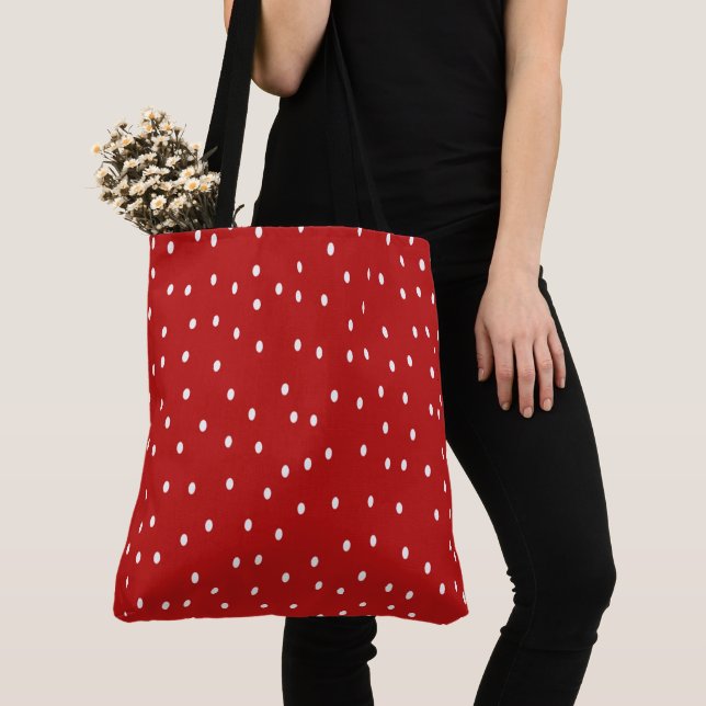 Tote Bag Pois classique rouge et blanc (De près)