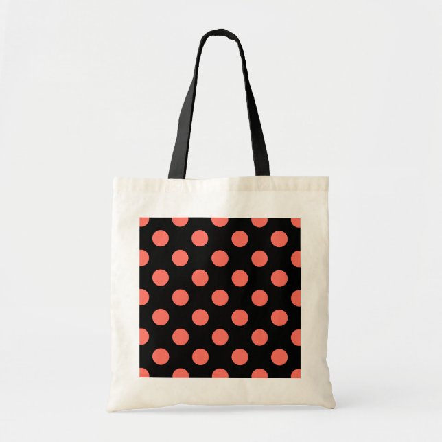 Tote Bag Pois coralliens vivants sur noir (Devant)