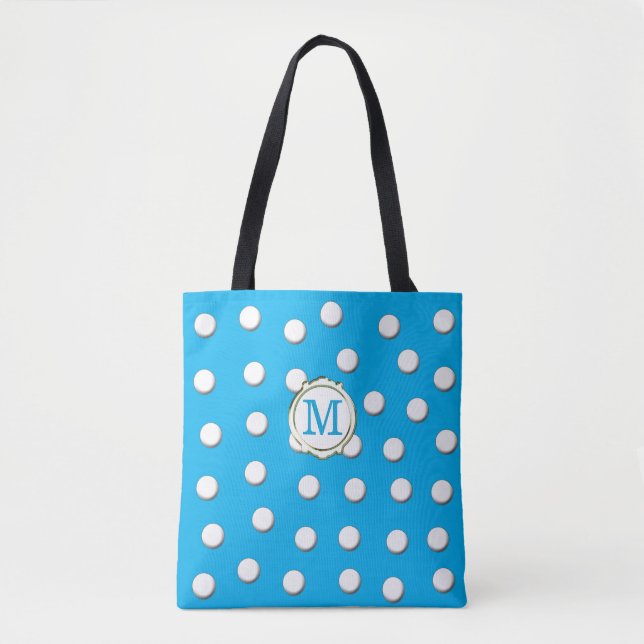 Tote Bag Pois de dimensions blanches sur Sky Blue (Devant)