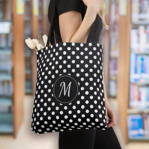 Tote Bag Pois de Monogramme noir blanc