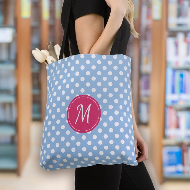 Tote Bag Pois de Monogrammes Rose Bleu (Créateur téléchargé)