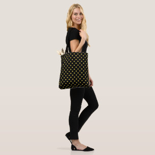 Tote Bag Pois d'or en noir
