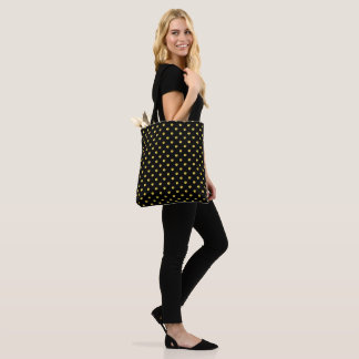Tote Bag Pois d'or en noir