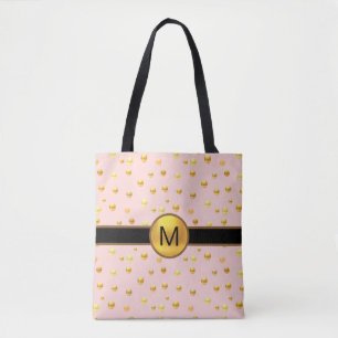 Tote Bag Pois d'or en rose