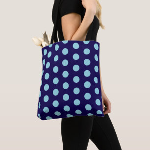Tote Bag Pois en bleu clair gras sur bleu marine