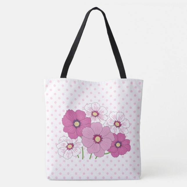 Tote Bag Pois et fleurs (Dos)
