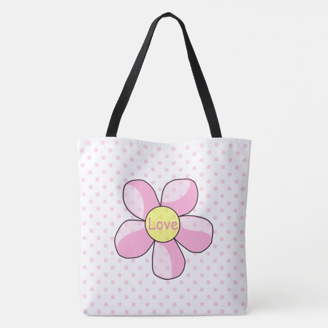 Tote Bag Pois et fleurs (Dos)