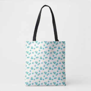 Tote Bag Pois et marguerites - Turquoise et Jaune