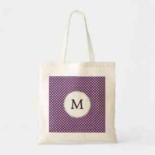 Tote Bag Pois Monogrammes personnalisés violet et blanc