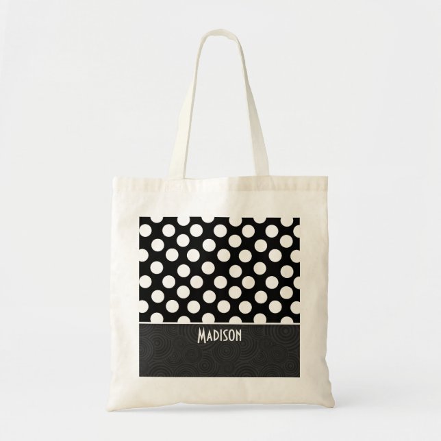 Tote Bag Pois noir et blanc (Devant)