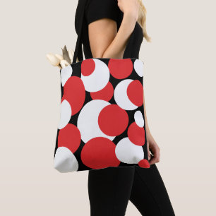 Tote Bag Pois noirs, blancs et rouges