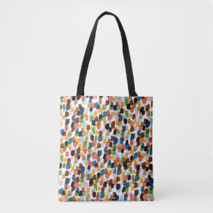 Tote Bag Pois : Peinture à main multicolore.