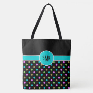Tote Bag Pois rétro chic Gros Monogrammes