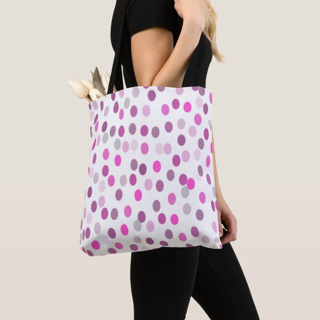 Tote Bag Pois rose classique sur blanc (De près)