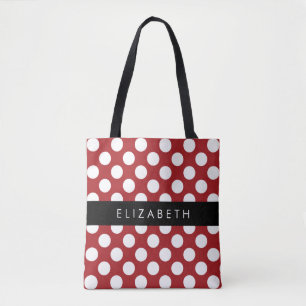 Tote Bag Pois Rouges, Motif Polka Dot, Votre Nom