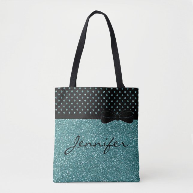 Tote Bag Pois unique de noir de parties scintillantes (Devant)