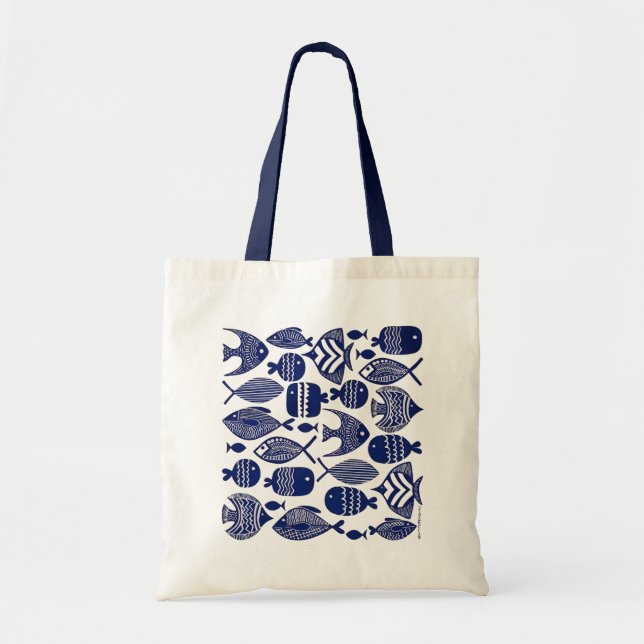 Tote Bag Poisson à motifs bleus (Devant)