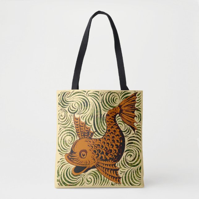 Tote Bag Poisson Antique Carrelage Ancien art (Devant)