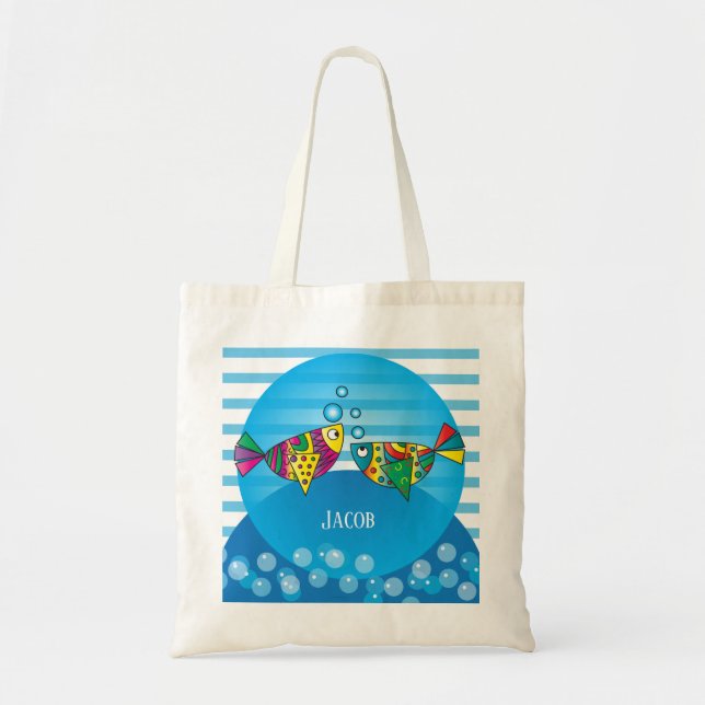 Tote Bag Poisson coloré Abstrait 🐠 nautique (Devant)
