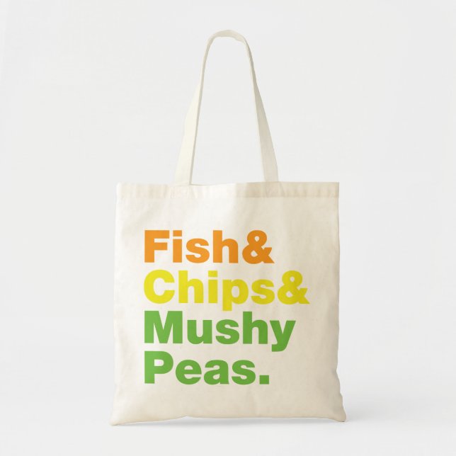 Tote Bag Poisson & Frites & Petits Pois Écrasés. (Devant)