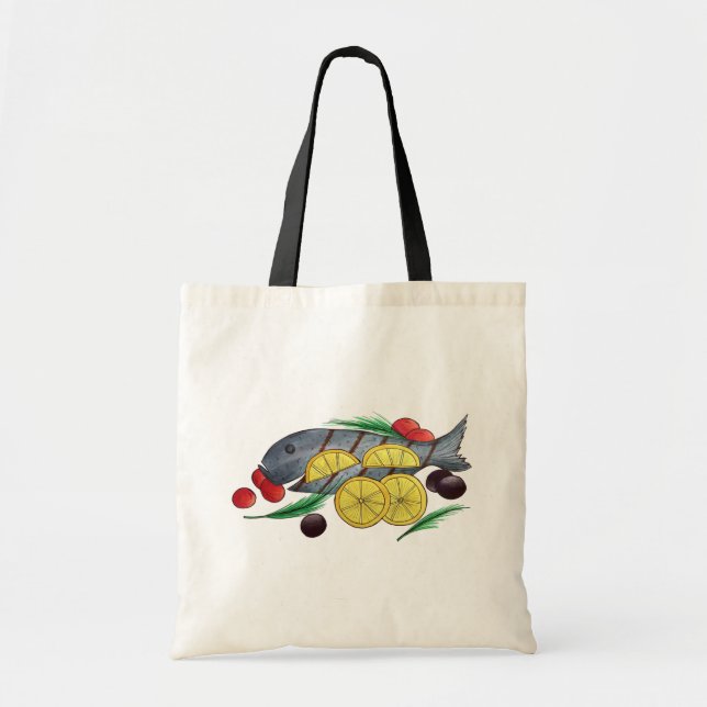 Tote Bag Poisson Grillé Grec Fruits de mer Méditerranéens (Devant)