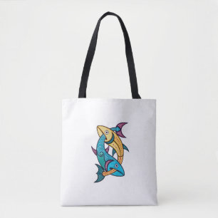 Tote Bag Poisson jumeaux vibrant