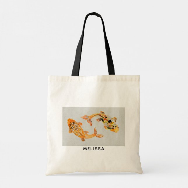 Tote Bag Poisson Koi Or élégant (Dos)