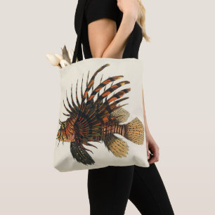 Tote Bag Poisson Lion de Mer, Vieille Illustration Océaniqu