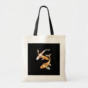 Tote Bag Poisson rouge de Koi de Japonais sur le noir