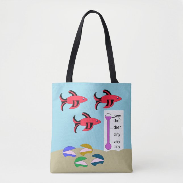 Tote Bag Poisson rouge et noir avec des clams (Devant)