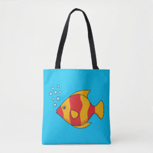 Tote Bag Poisson rouge orange tropical