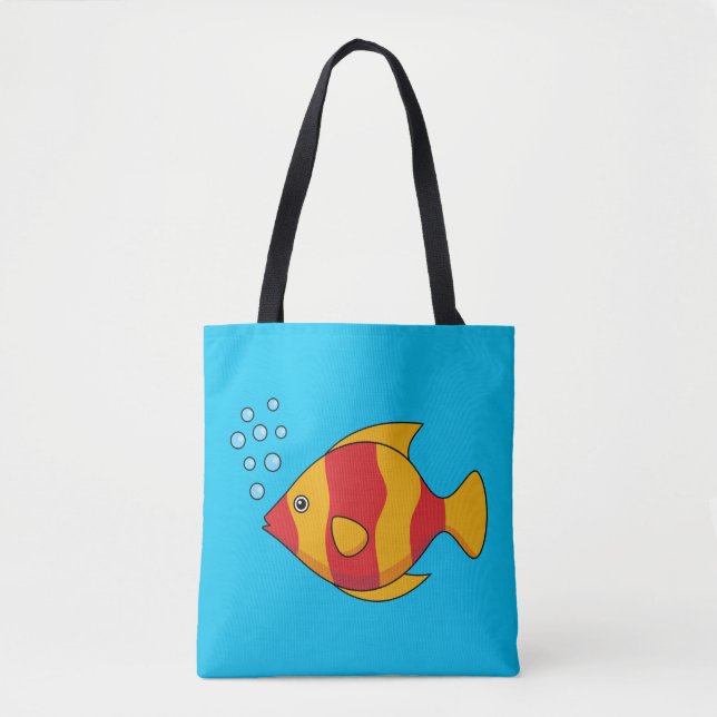 Tote Bag Poisson rouge orange tropical (Devant)