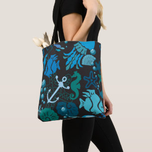 Tote Bag Poisson sous-marin et coquilles marines