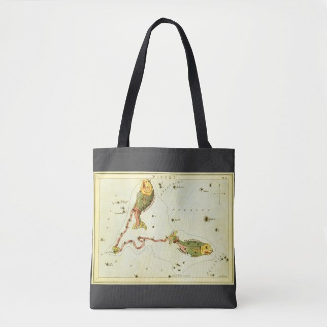 Tote Bag Poissons, Constellation Vintage Urania's Mirror (Devant)