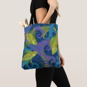 Tote Bag Poissons d'or Peinture d'art animal sous-marin