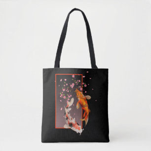Tote Bag Poissons et fleurs japonais Koi