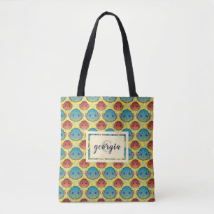 Tote Bag Poissons mignons de décolleur avec le nom et le