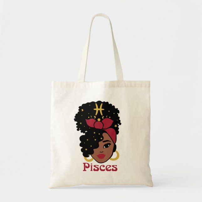 Tote Bag Poissons Zodiac pour femme noire (Devant)