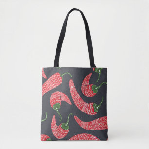 Tote Bag Poivrons rouges : motif vintage sans soudure