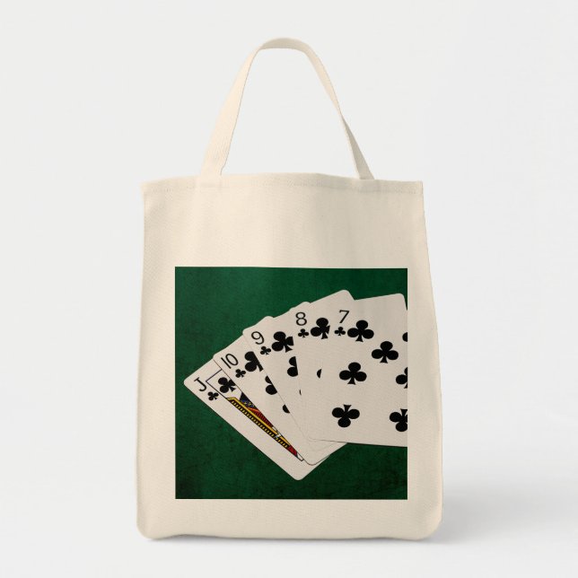 Tote Bag Poker Hands - Straight Flush - Clubs Suit (Devant)