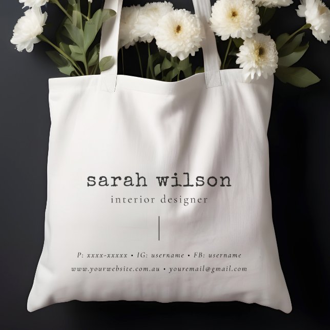 Tote Bag Police de machine à écrire personnalisée minimale (Créateur téléchargé)