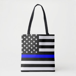 Tote Bag police mince ligne bleue drapeau usa etats-unis am